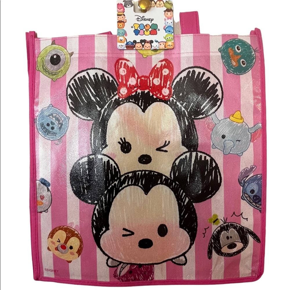 NWT Disney Tsum Tsum reusable tote bag Mickey and Minnie with Disney characters